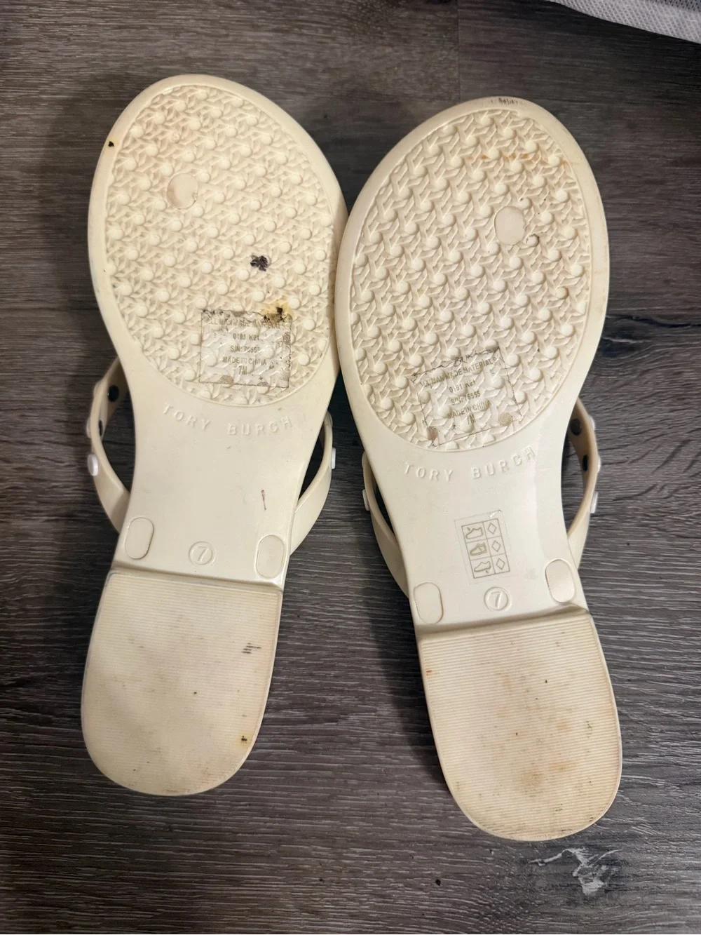Tory Burch Pale Yellow Logo Stud Flip Flop Sandals